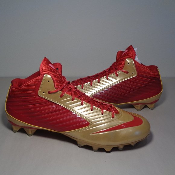 Nike Size 15 M VAPOR SPEED Red Gold Football Spikes Cleats New Men's Shoes - Picture 1 of 16